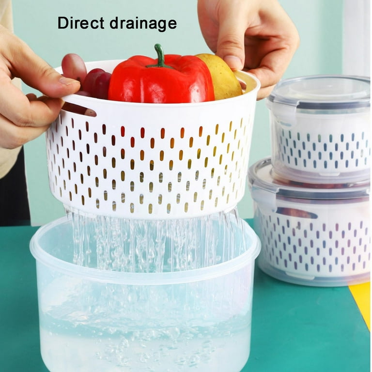 Aurigate Fruit Storage Containers for Fridge - Large Produce Saver Containers Fridge Organizers with Airtight Lid & Colander, Vegetable Storage