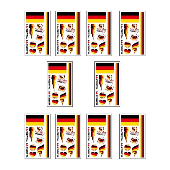 AURIGATE Germany Flag Stickers, 2.68x4.72in 10Pcs Patriotic Paper Decals for World Cup, Car, Laptop, Water Bottle Decor