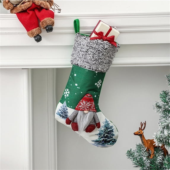 AURIGATE Gnomes Christmas Stockings - Large 3D Xmas Stockings 3 Pack Personalized Christmas Decoration for Hanging Fireplace Home Decor Holiday Party