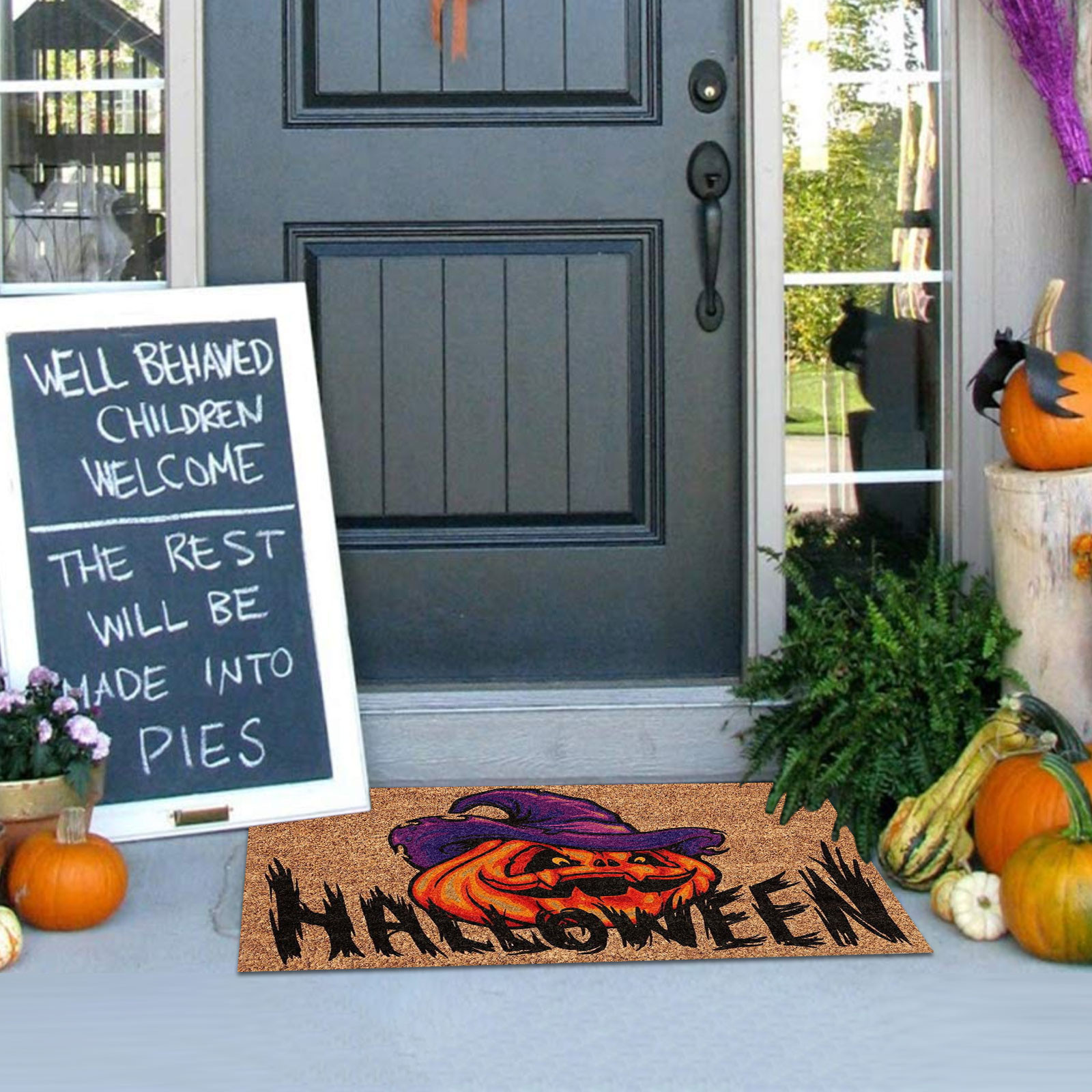 AURIGATE Halloween Door Mats 16x24 Inch, Mats Outdoor, Halloween Cat Farmhouse Decor