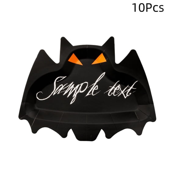AURIGATE Halloween Irregular Shaped Paper Plates, 10.8x8 in Black Disposable Party Plates 10 Pack for Gothic Halloween Party Dinnerware Table Decor Supplies