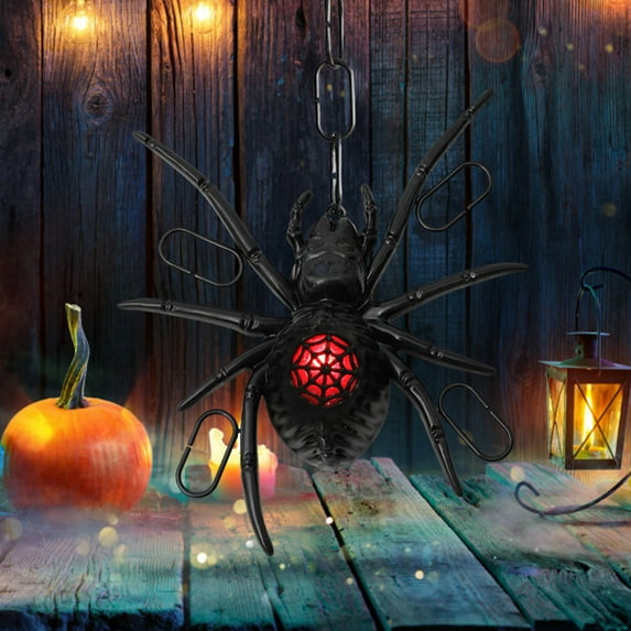 AURIGATE Halloween Spider Led Lights, Hanging Halloween Lights Listed for Outdoor, Halloween Party, Stair, Bar, House, Garden, Yard, Christmas Decor- Black Wire