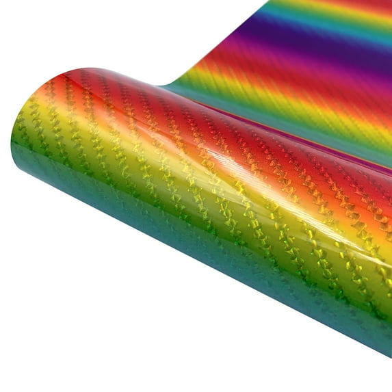 AURIGATE Holographic Permanent Vinyl Sheets Rainbow Adhesive, 8 Sheets 12'' x 7.8" Laser Printed Permanent Vinyl Sticker for DIY Crafts