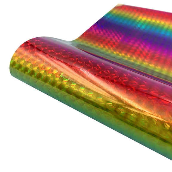 AURIGATE Holographic Permanent Vinyl Sheets Rainbow Adhesive, 8 Sheets 12'' x 7.8" Laser Printed Permanent Vinyl Sticker for DIY Crafts