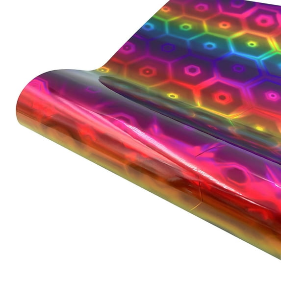 AURIGATE Holographic Permanent Vinyl Sheets Rainbow Adhesive, 8 Sheets 12'' x 7.8" Laser Printed Permanent Vinyl Sticker for DIY Crafts