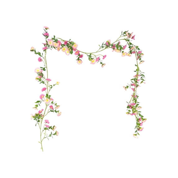 AURIGATE Hot Pink Artificial Daisy Flower Garland 82.68in Plastic Fake Sunflower Vine for Wedding Arch Decor