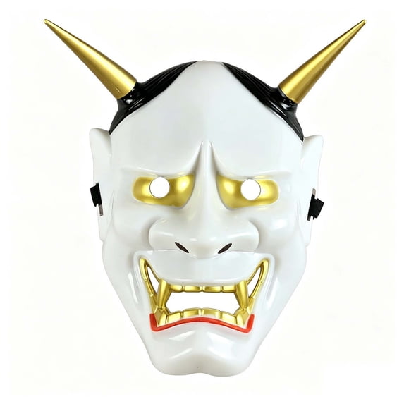 AURIGATE Japanese Hannya Demon Full Face Mask, 7.87x9.84 in Plastic Halloween Scary Costume Mask