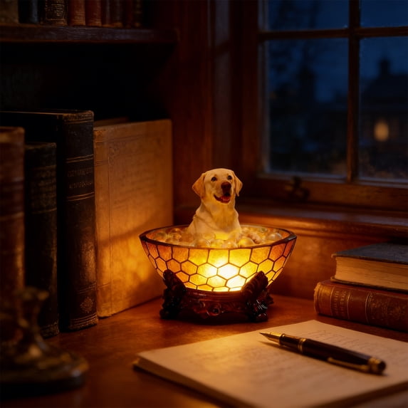 AURIGATE LED Dog Night Light, Resin Animal Statue Bubble Reading Lamp, Warm Light Tabletop Decorative Light for Home Bedroom Office Desk, Gift for Dog Lovers