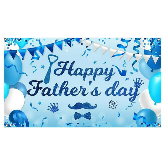 AURIGATE Large, Happy Fathers Day Banner - 71x36 Inch, Fathers Day Decorations Fathers Day Backdrop for Party Blue Happy Father's Day Decorations Fathers Day Party Decoration Happy Fathers Day Sign