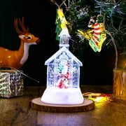 AURIGATE Light Up White Church Christmas – Decorative LED Water Lantern Tabletop Decoration – Festive Collectible Winter Xmas Table Mantel Shelf Home Decor