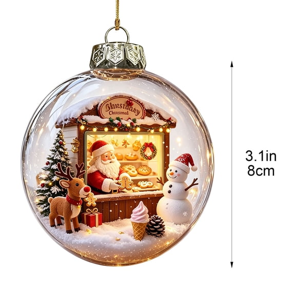 AURIGATE Lighted Christmas Ball Ornament with Flat Acrylic Insert Transparent Sphere for Xmas Tree Home Holiday Hanging Decoration Party Gift