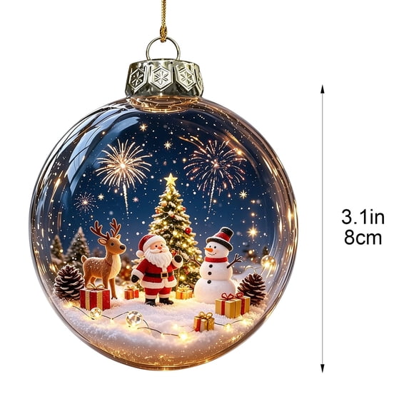 AURIGATE Lighted Christmas Ball Ornament with Flat Acrylic Insert Transparent Sphere for Xmas Tree Home Holiday Hanging Decoration Party Gift