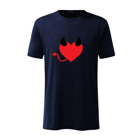 AURIGATE Men Valentine's Day Short Sleeve Devil Horn Love Printing Round Neck Pullover T Shirt Blouse