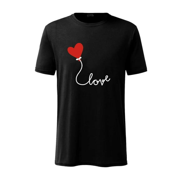 AURIGATE Men Valentine's Day Short Sleeve Love Printing Round Neck Pullover T Shirt Blouse