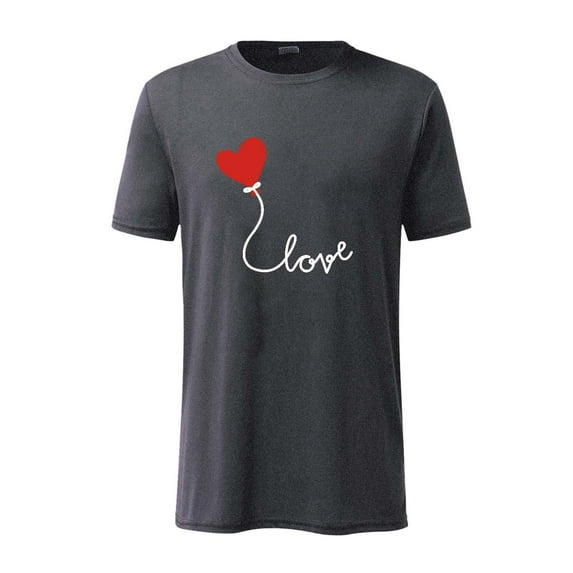 AURIGATE Men Valentine's Day Short Sleeve Love Printing Round Neck Pullover T Shirt Blouse