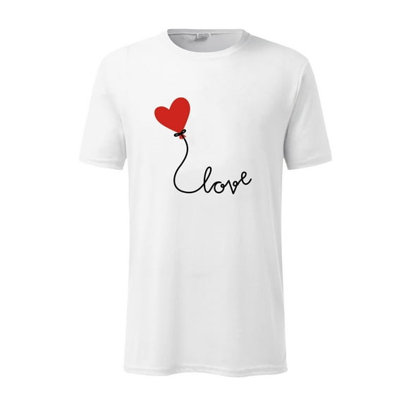AURIGATE Men Valentine's Day Short Sleeve Love Printing Round Neck Pullover T Shirt Blouse