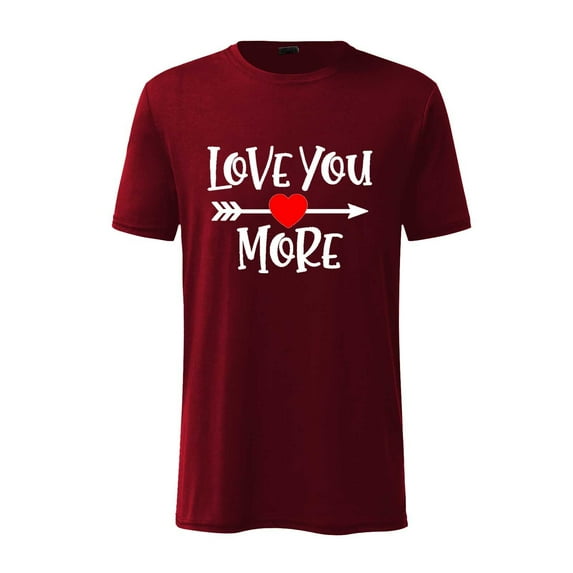 AURIGATE Men Valentine's Day Short Sleeve Love Printing Round Neck Pullover T Shirt Blouse