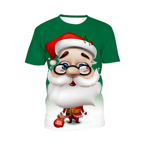 AURIGATE Men's Fashion Christmas Funny Print Slim Youth Short Sleeve T-shirt Tops