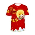 thumbnail image 1 of AURIGATE Men's Fashion Christmas Funny Print Slim Youth Short Sleeve T-shirt Tops, 1 of 3