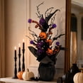 thumbnail image 1 of AURIGATE Mini Halloween Tree, Black Gothic Tabletop Spiderweb Tree with Glitter Skull for Home Mantel Decor, 1 of 7