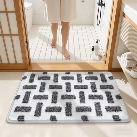 AURIGATE Modern Geometric Doormat, 23.62x15.74 Inch Neutral Tone Polyester Floor Mat