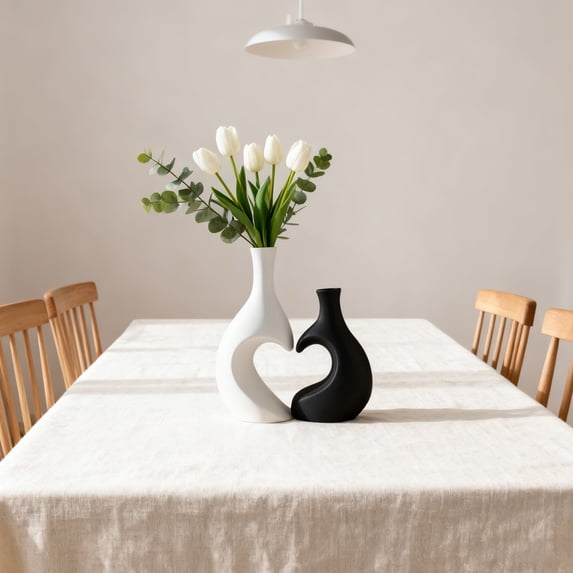 AURIGATE Non Fragile Heart Shaped Plastic Vase, Decorative Art Tabletop Decoration, Nordic Modern Boho ins Style Decorative Ceramic Aesthetic Flower Vase for Your Bedroom, Office, Living Room