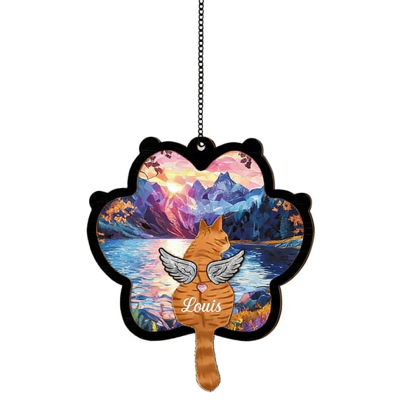 AURIGATE Orange Cat Memorial Suncatcher 3.94in Acrylic Paw Print Window ...