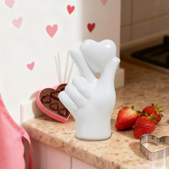 AURIGATE Resin Hand Gesture Statue with Heart Figurine,Table Decor Sculpture for Home Office Study Room Abstract Heart Hands Ornament for Living Room Decoration