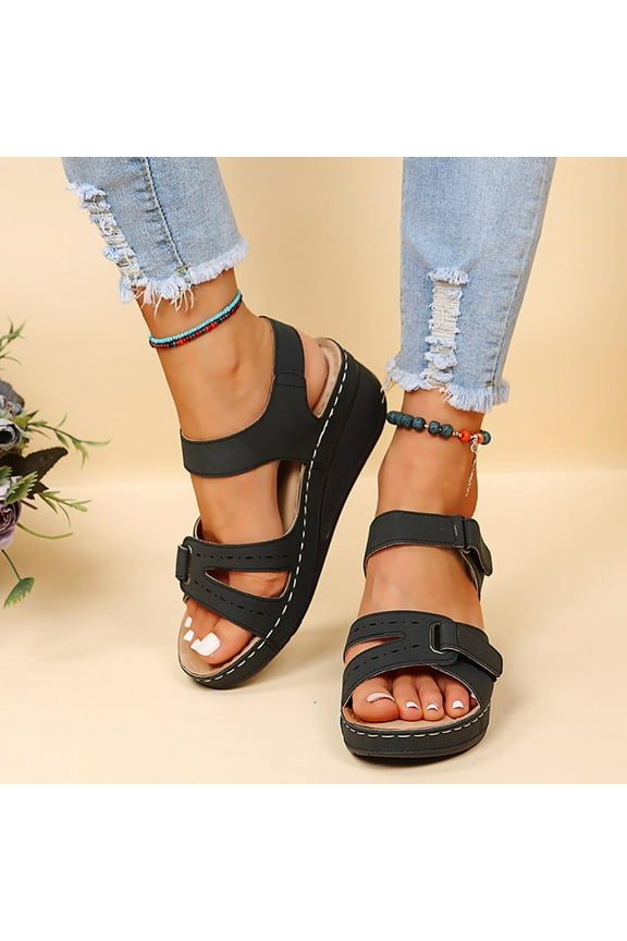Sandals for Women Wide Width,Summer Comfy Platforms Sandals Shoes Beach Travel Shoe Casual Flip Flops Slippers