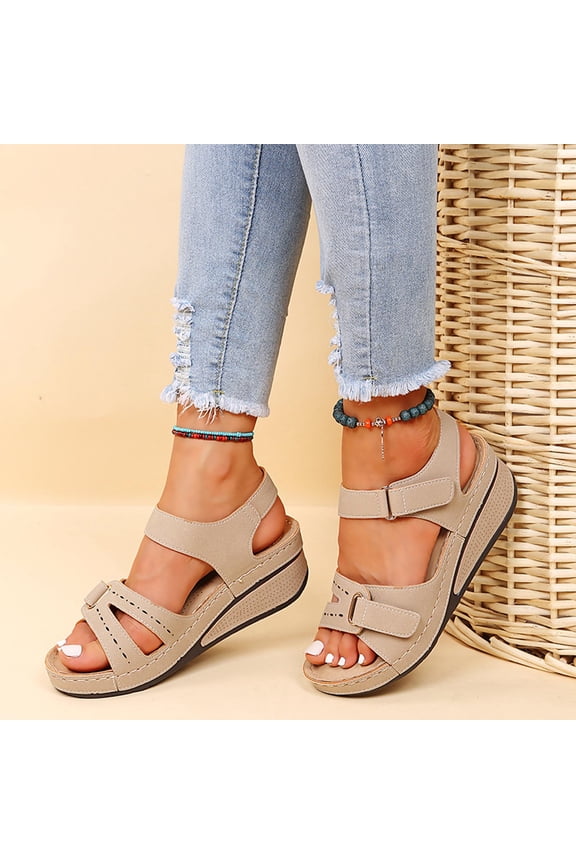 Sandals for Women Wide Width,Summer Comfy Platforms Sandals Shoes Beach Travel Shoe Casual Flip Flops Slippers