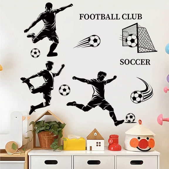 AURIGATE Soccer Club Themed Wall Decals, 23.62x15.74in PVC Football Wall Stickers for Sports Room Decor