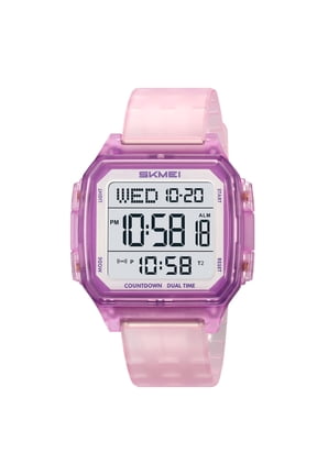 Square Digital Watch, 7-Color Transparent & Solid Case Multi-Function Waterproof Watch with Countdown for Teens Daily Outdoor Wear