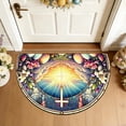 thumbnail image 1 of AURIGATE Stained Glass Easter Cross Semicircular Polyester Doormat,Non-Slip Stain-Resistant Entryway Rug: Washable Welcome Mat for Front Door, Porch & Easter Home Decor, 1 of 6