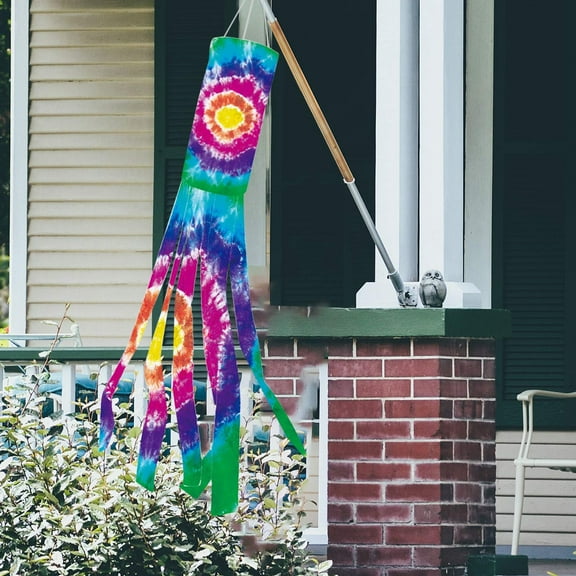 AURIGATE Tie Dye Windsock Flag Rainbow Color Tails Design Windsock Rainbow Windsock Flag Outdoor Hanging Decoration for Home Yard Garden Balcony Decoration