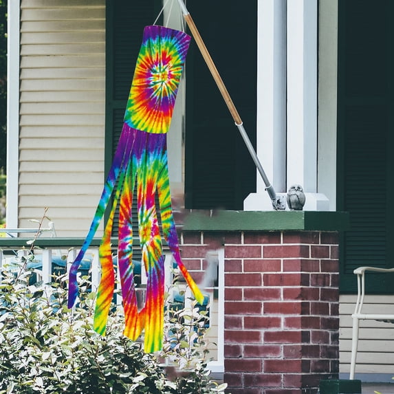 AURIGATE Tie Dye Windsock Flag Rainbow Color Tails Design Windsock Rainbow Windsock Flag Outdoor Hanging Decoration for Home Yard Garden Balcony Decoration
