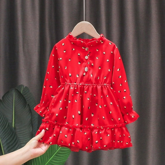 AURIGATE Toddler Baby Girl Skirt Girls Dress Spring And Autumn Princess Dress Long Sleeve Floral Chiffon Skirt