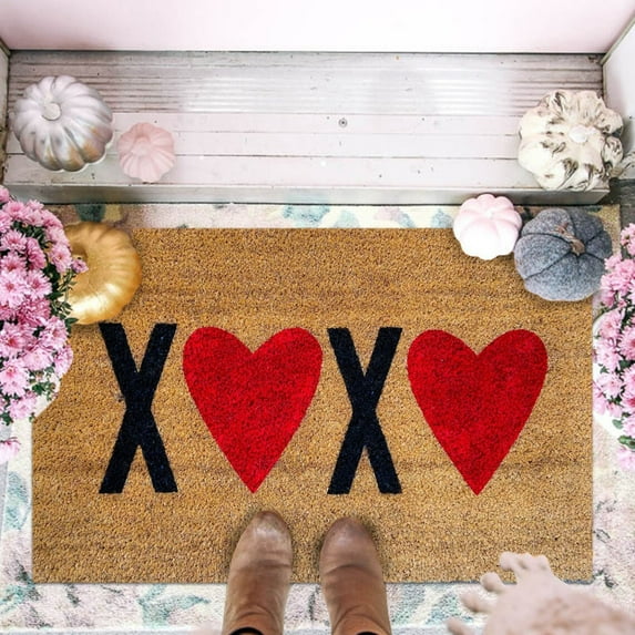 AURIGATE Valentine's Day Doormat Outdoor Indoor Classic Valentine's pattern Welcome Door Mat Valentine's Day Rug Front Door Mat for Porch Decor Gifts, 15.7x23.6in