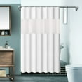 thumbnail image 1 of AURIGATE Weave Shower Curtain with Snap-in Fabric Liner & Hooks Free Top Sheer Window, Double Layers & Machine Washable for Easy Clean, 1 of 5
