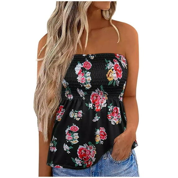 AURIGATE Women Bandeau Bra Women's Fashion Leisure Comfortable Printing Off-The-Shoulder Tube Tops Blouse