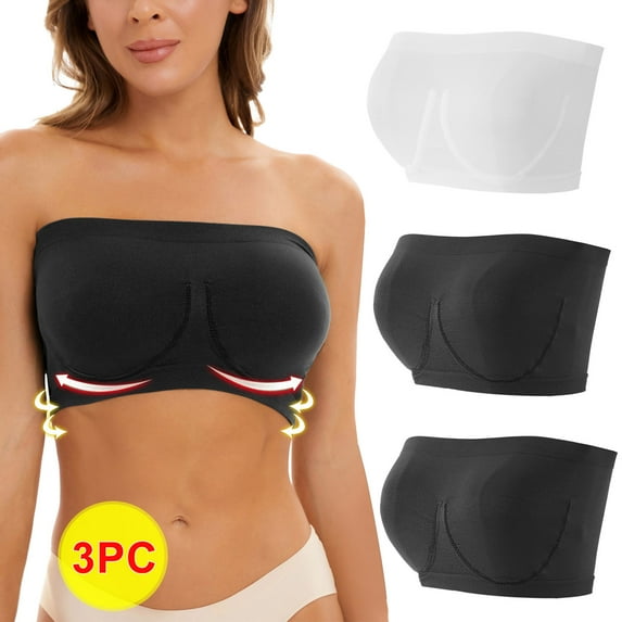 AURIGATE Women Bandeau Bra Women's Stretch Strapless Bra,Summer Bandeau Bra,Plus Size Strapless Bra,Comfort Wireless Bra