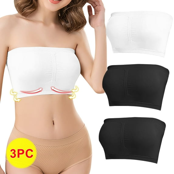 AURIGATE Women Bandeau Bra Women's Stretch Strapless Bra,Summer Bandeau Bra,Plus Size Strapless Bra,Comfort Wireless Bra