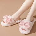 thumbnail image 1 of AURIGATE Women's Fuzzy Slippers with Bow and Memory Foam, Ladies Cute Slip-on House Slippers for Indoor Use Christmas Gift, 1 of 5