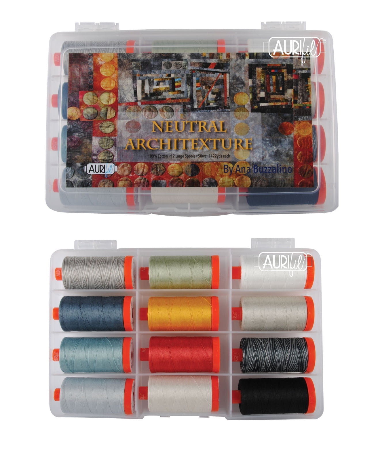 AURIfil Neutral Architexture Thread Collection 50wt 12 Large Cotton Spools AB50NA12