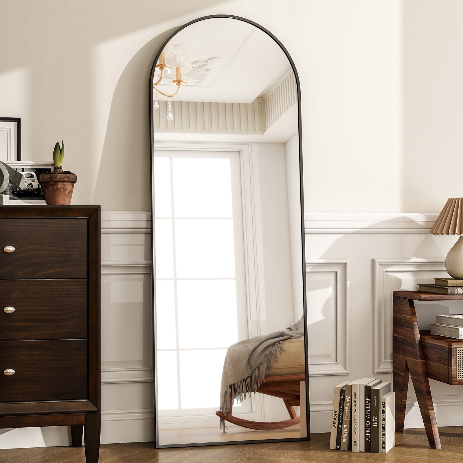 AUROMIR 16"x59" Arched Full Length Mirror Full Body Floor Mirror, Black