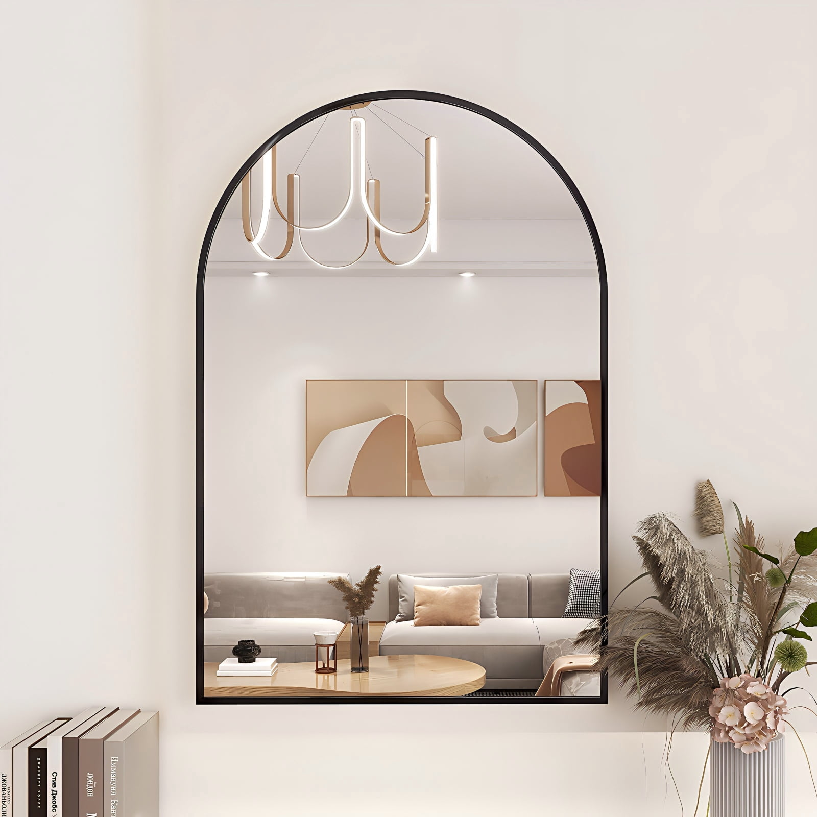AUROMIR 20"x30" Arched Wall Mounted Bathroom Mirror Arched Vanity Mirror, Black