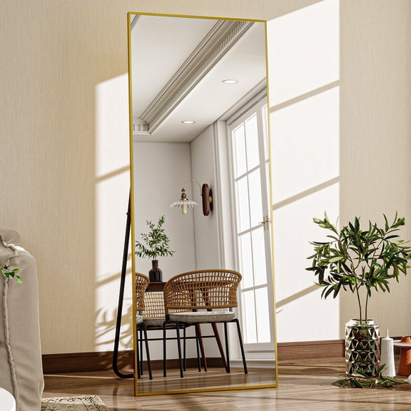 AUROMIR 21"x64" Rectangular Full Length Mirror Floor Mirror Full Body Standing Mirror, Gold