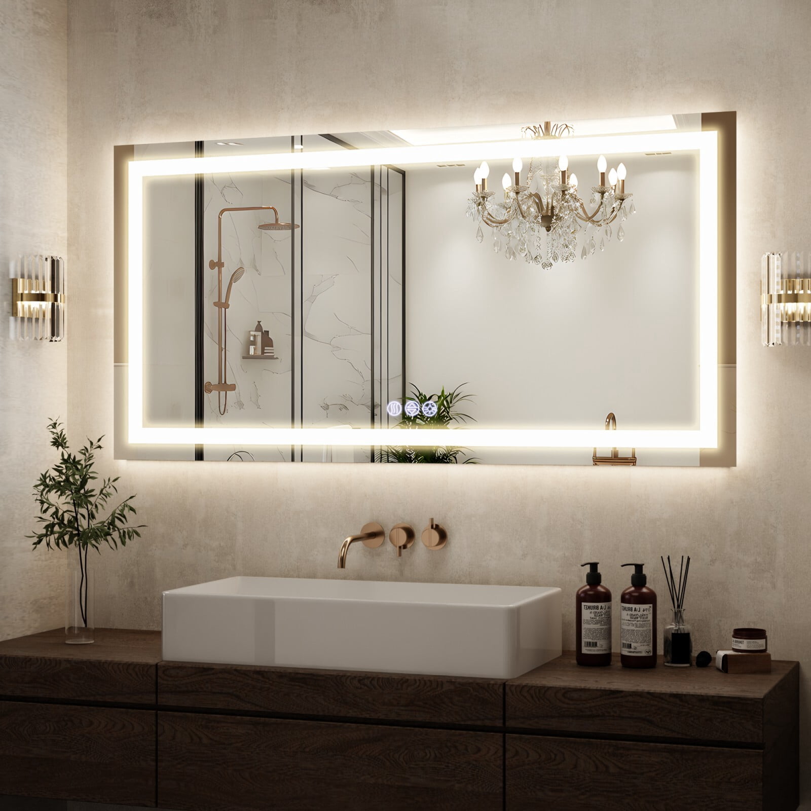 AUROMIR 30"x 60" LED Bathroom Vanity Mirror with Dimmable 3 Color Modes, White