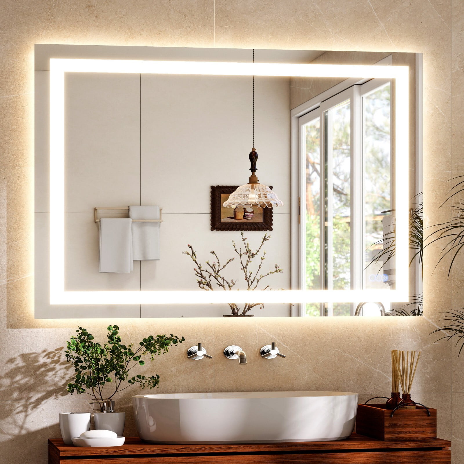 AUROMIR 36"x 48" LED Bathroom Vanity Mirror with Dimmable 3 Color Modes, White