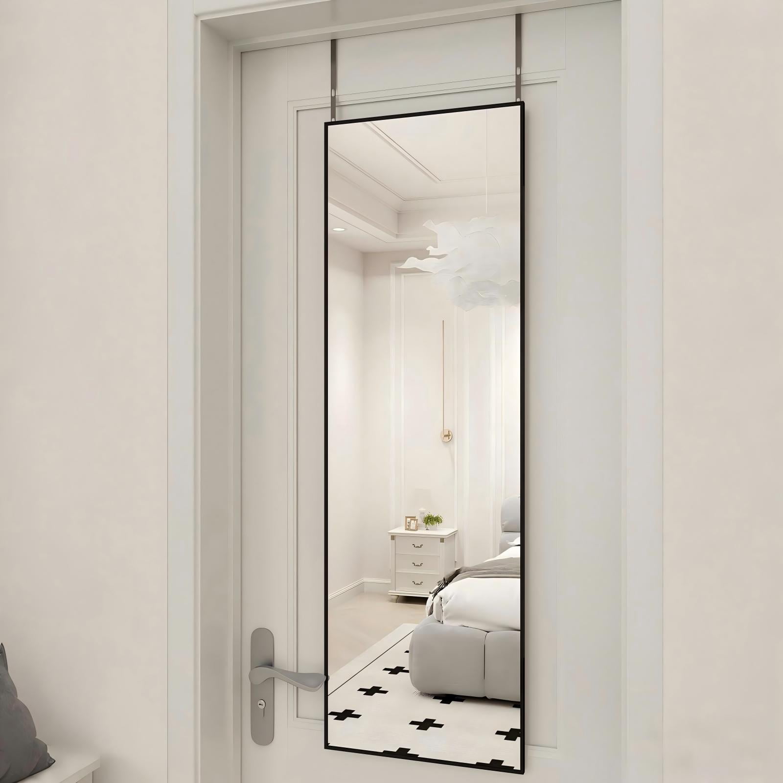 AUROMIR 50"x 16" Full Length Door Mirror Hanging Wall-Mounted Mirror, Black
