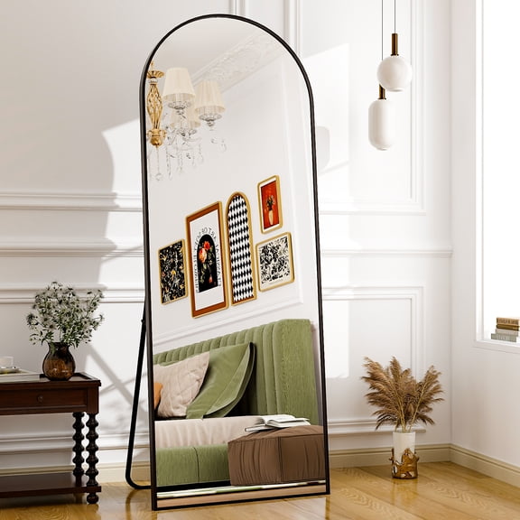 AUROMIR 64"x21" Arched Full Length Mirror Floor Standing Mirror, Black